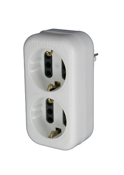 Adaptor 2 Schuko or 4 Europlug sockets